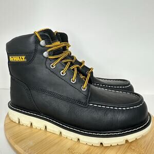 DeWalt Flex Moc Full Grain Leather Soft Toe Black Work Boots Mens Size 8 NEW